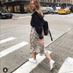H&M snake print midi skirt